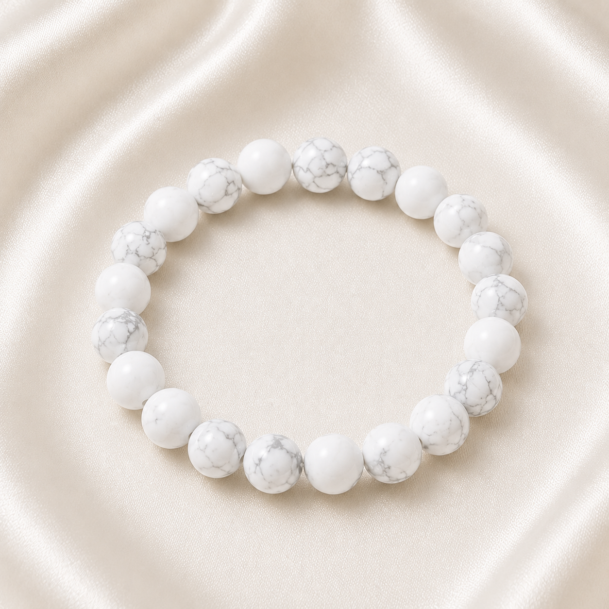 Howlite Round Bead Bracelet