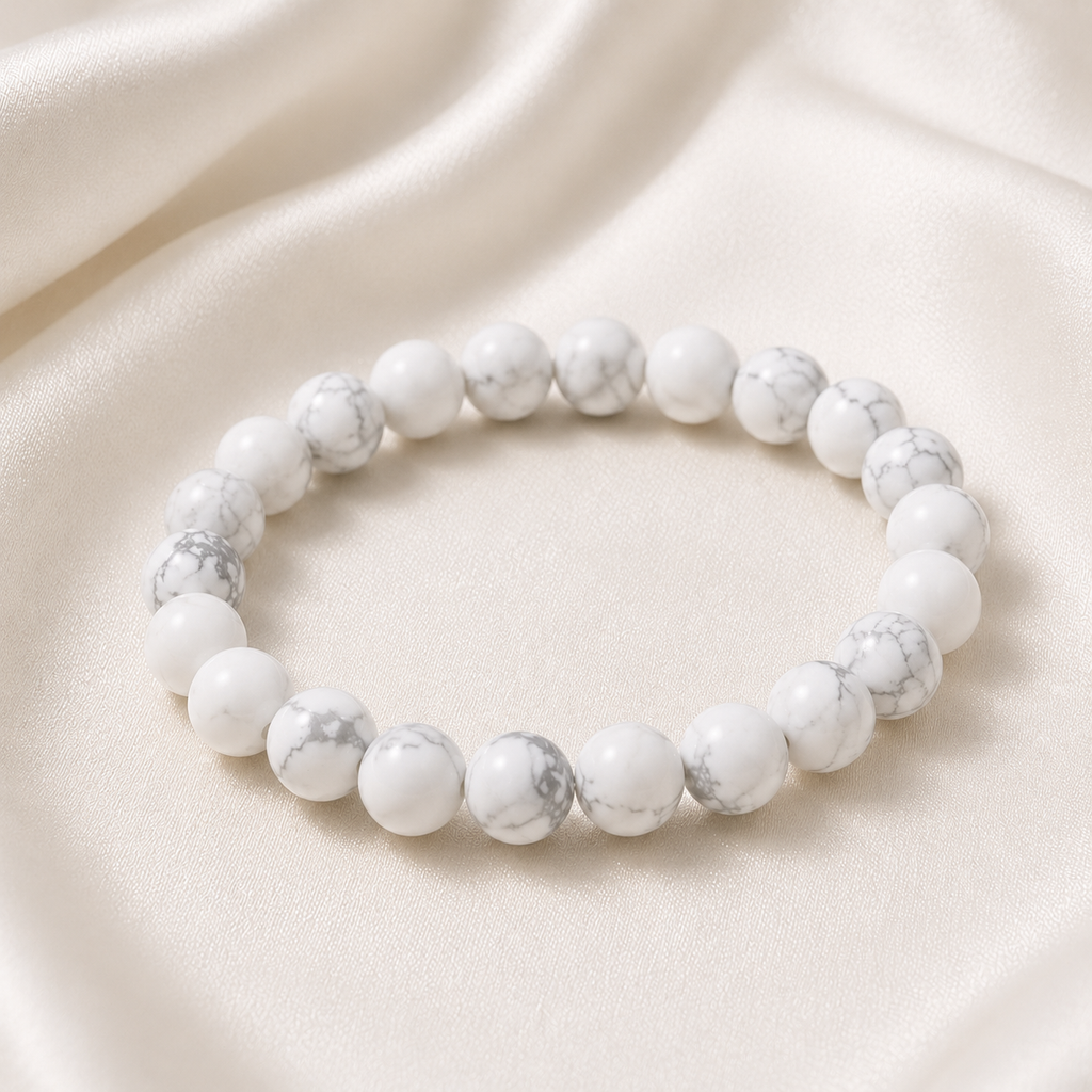 Howlite Round Bead Bracelet