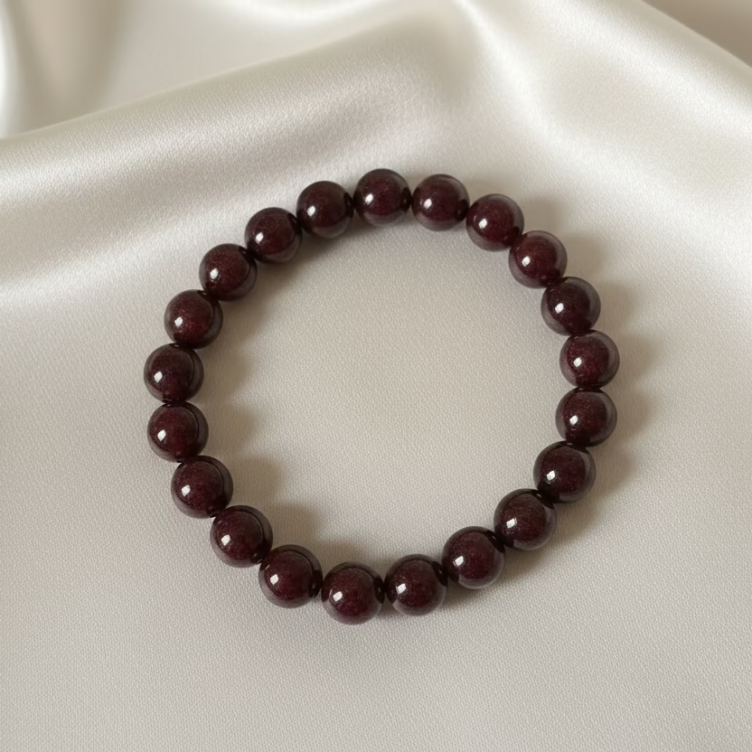 Garnet Round Bead Bracelet