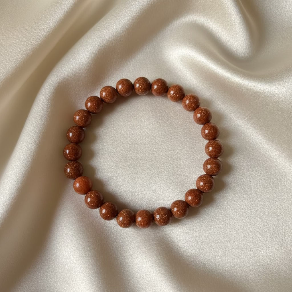 Goldstone Round Bead Bracelet