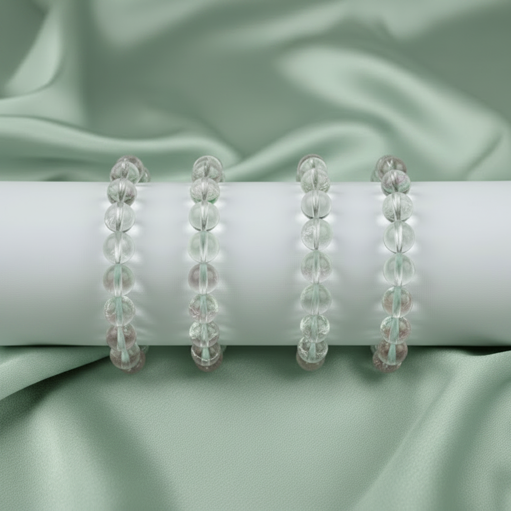 Clear Quartz Round Bead Bracelet