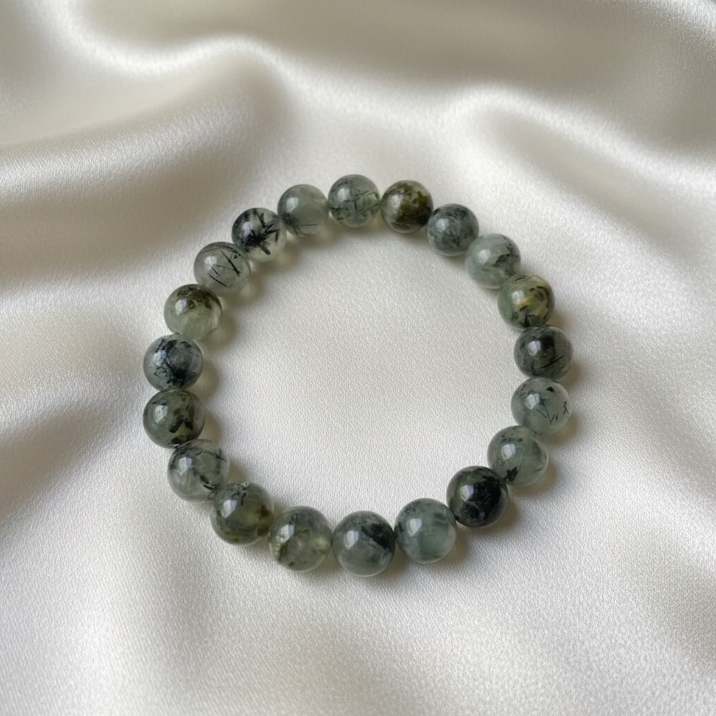 Prehnite Round Bead Bracelet