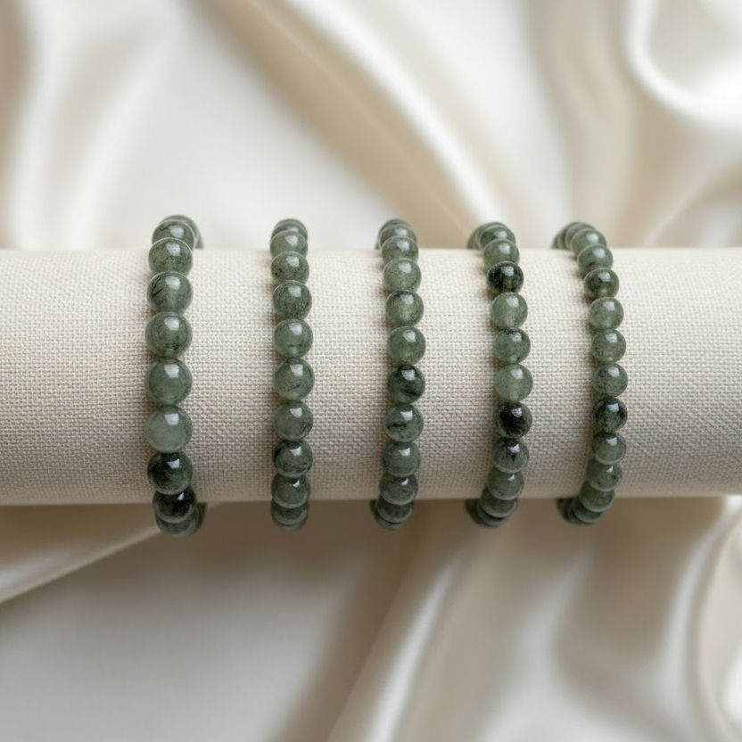 Prehnite Round Bead Bracelet