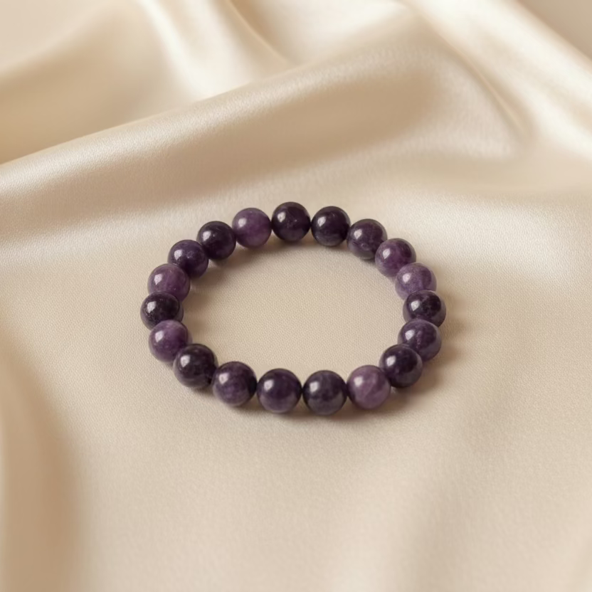 Lepidolite Round Bead Bracelet