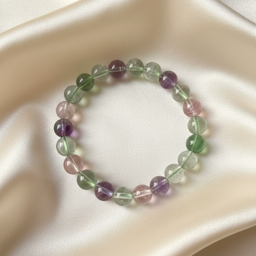 Fluorite Round Bead Bracelet