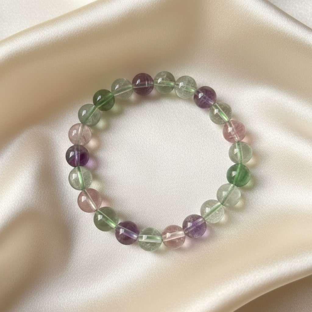 Fluorite Round Bead Bracelet