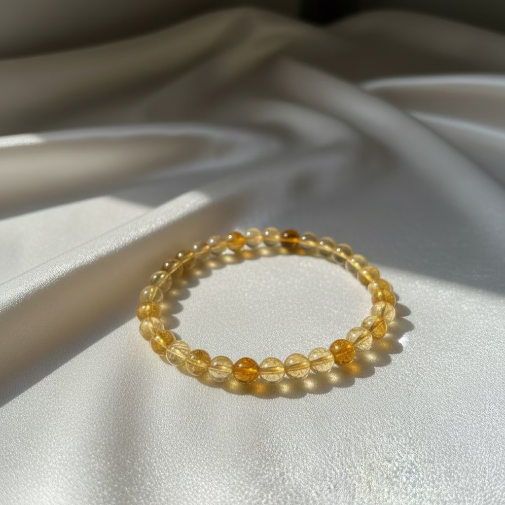 Citrine Round Bead Bracelet