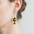 Tiger eye and titanium aura quartz Earrings