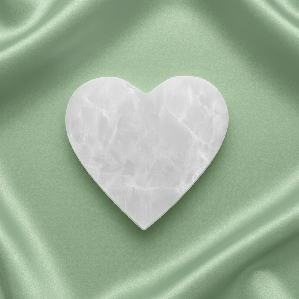 Selenite Heart Plate for Cleansing and Charging (4 inch)