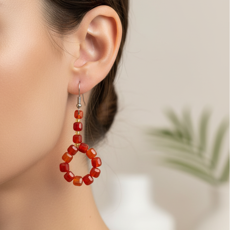 Carnelian Hoop Earrings
