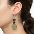 Gold Sheen Obsidian and Prehnite Earrings