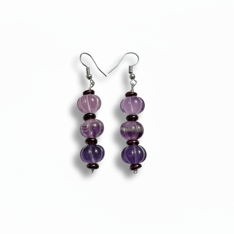 Fluorite and Ruby Earrings
