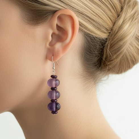 Fluorite and Ruby Earrings