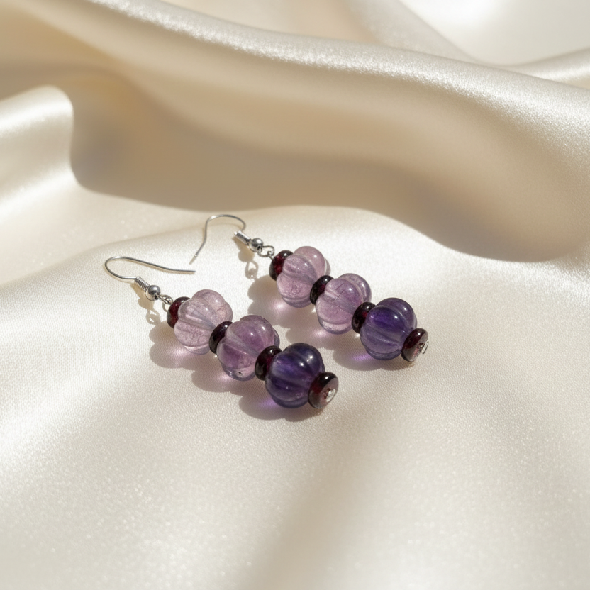 Fluorite and Ruby Earrings
