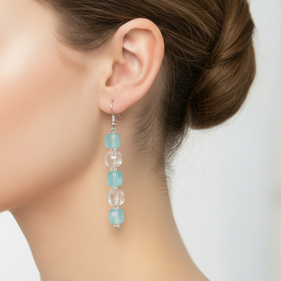 Quartz and Aquamarine Earrings