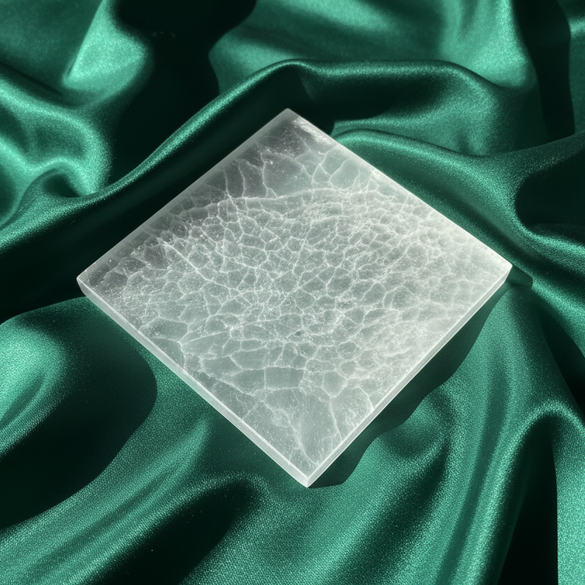 Selenite Square Plate for Cleansing and Charging (6 inch)