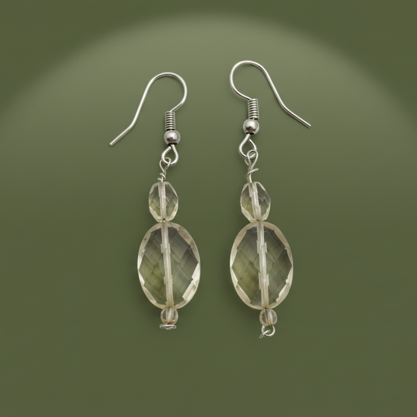 Citrine Diamond Cut Earrings