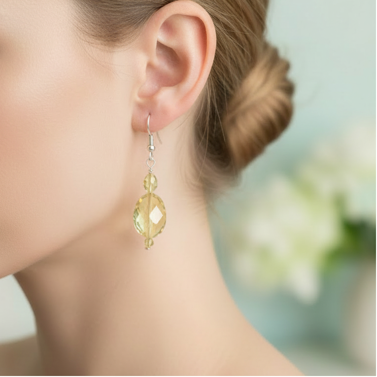 Citrine Diamond Cut Earrings