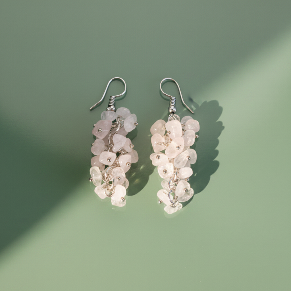 Rose Quartz chip earrings