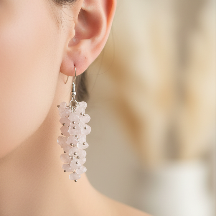 Rose Quartz chip earrings