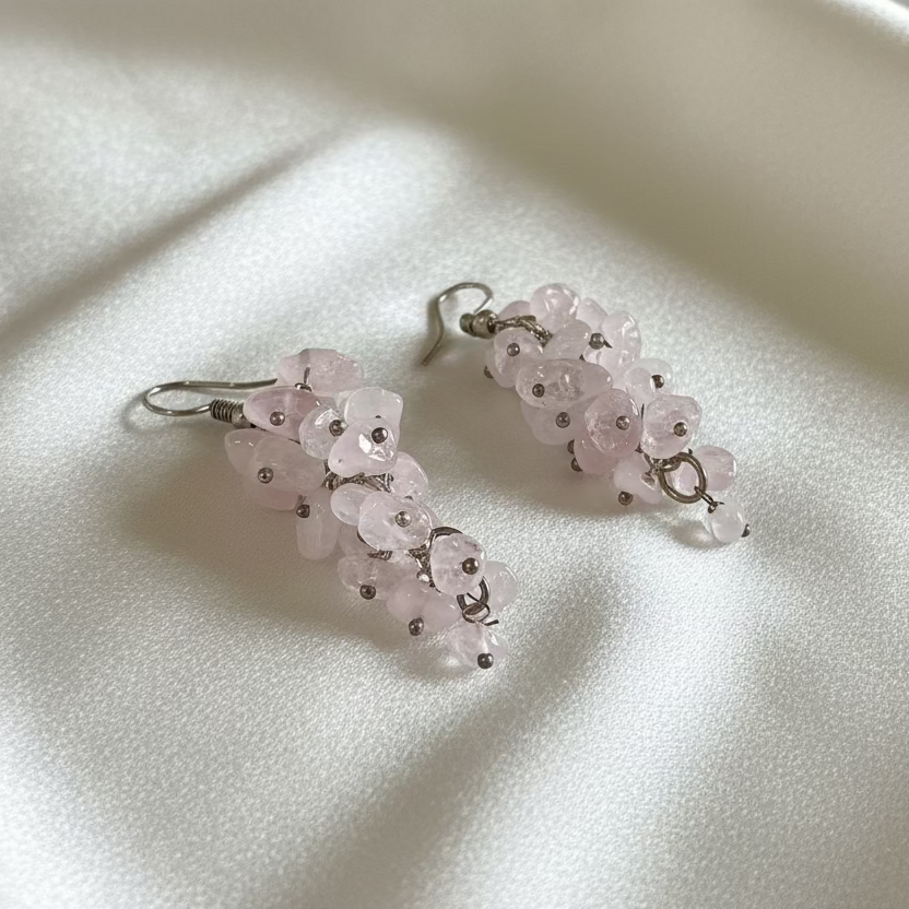Rose Quartz chip earrings