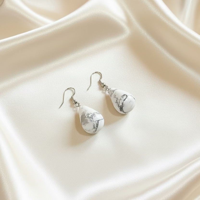 Howlite teardrop Earrings
