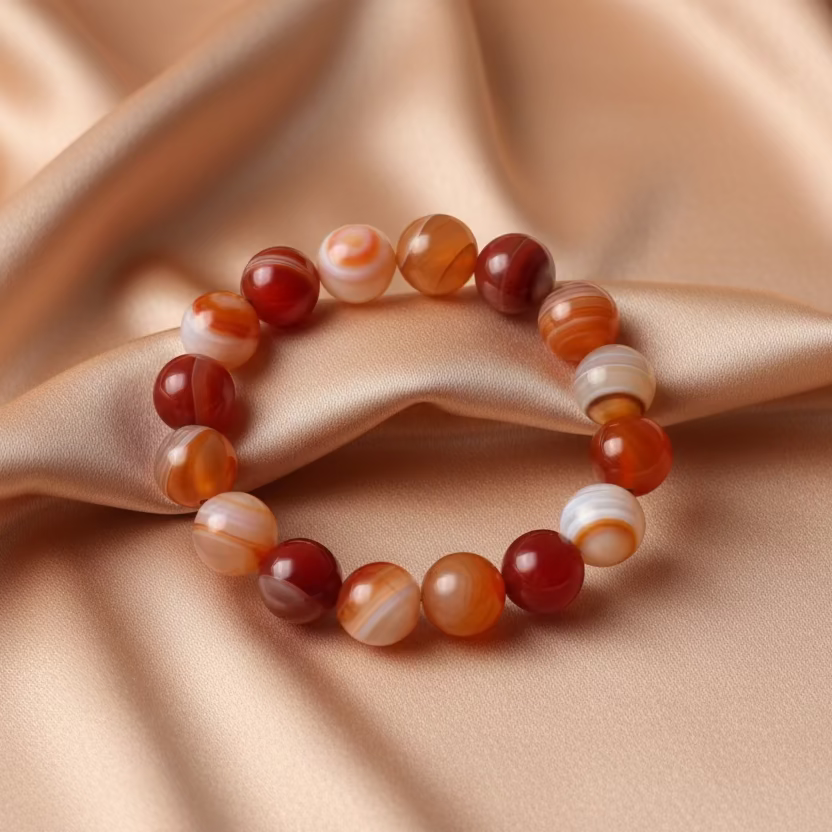 Carnelian Round Bead Bracelet