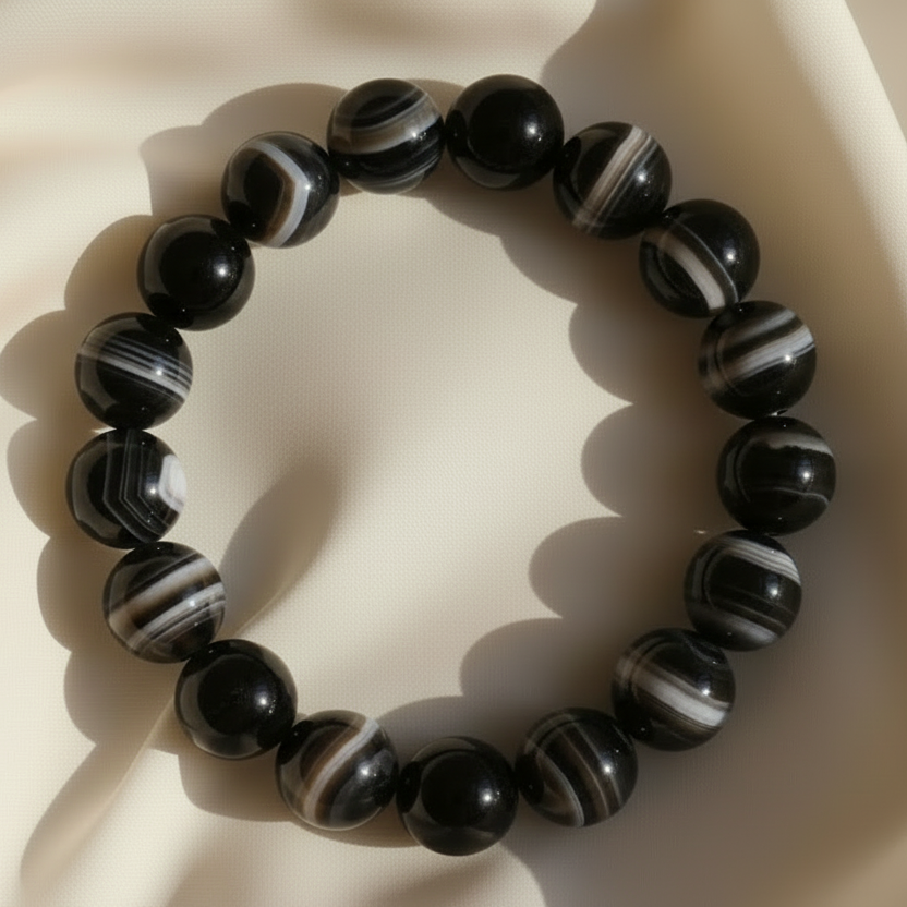 Agate (Sulemani) Round Bead Bracelet