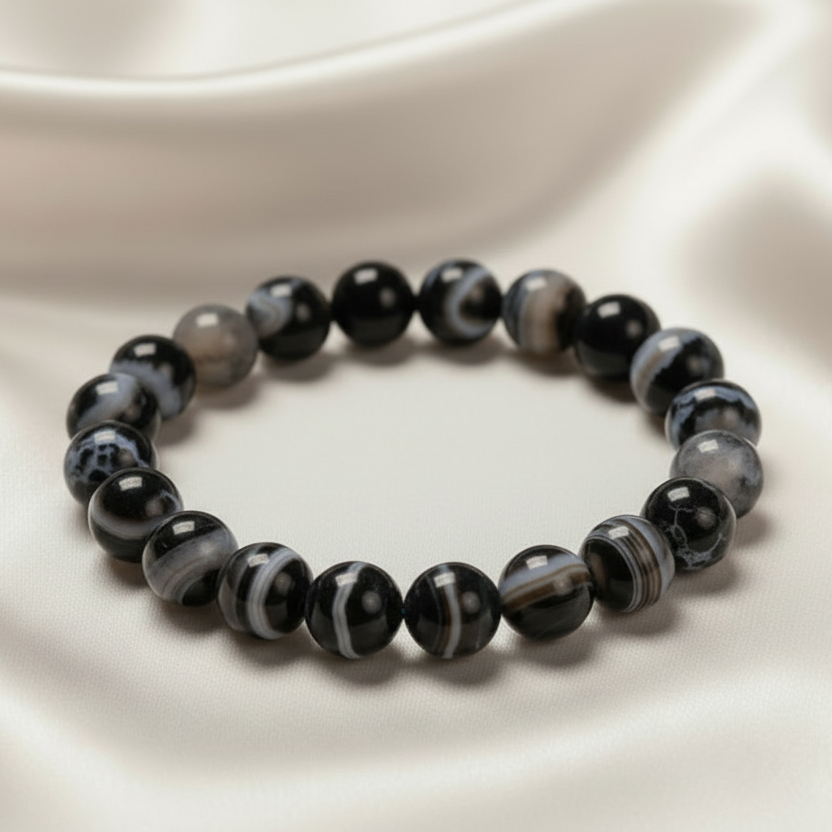 Agate (Sulemani) Round Bead Bracelet