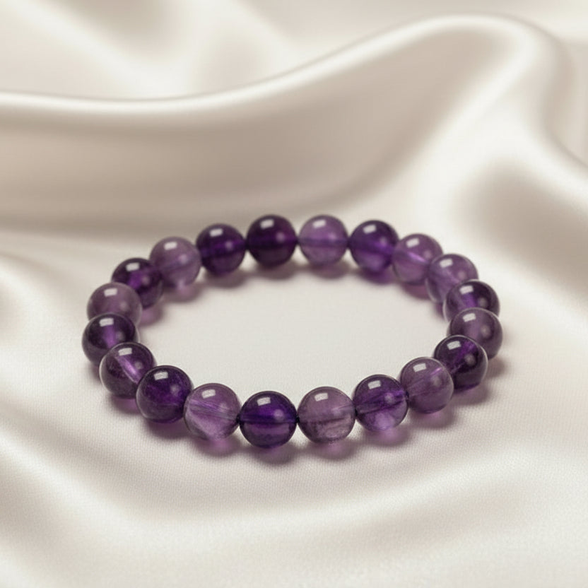 Amethyst Stone Round Bead Bracelet