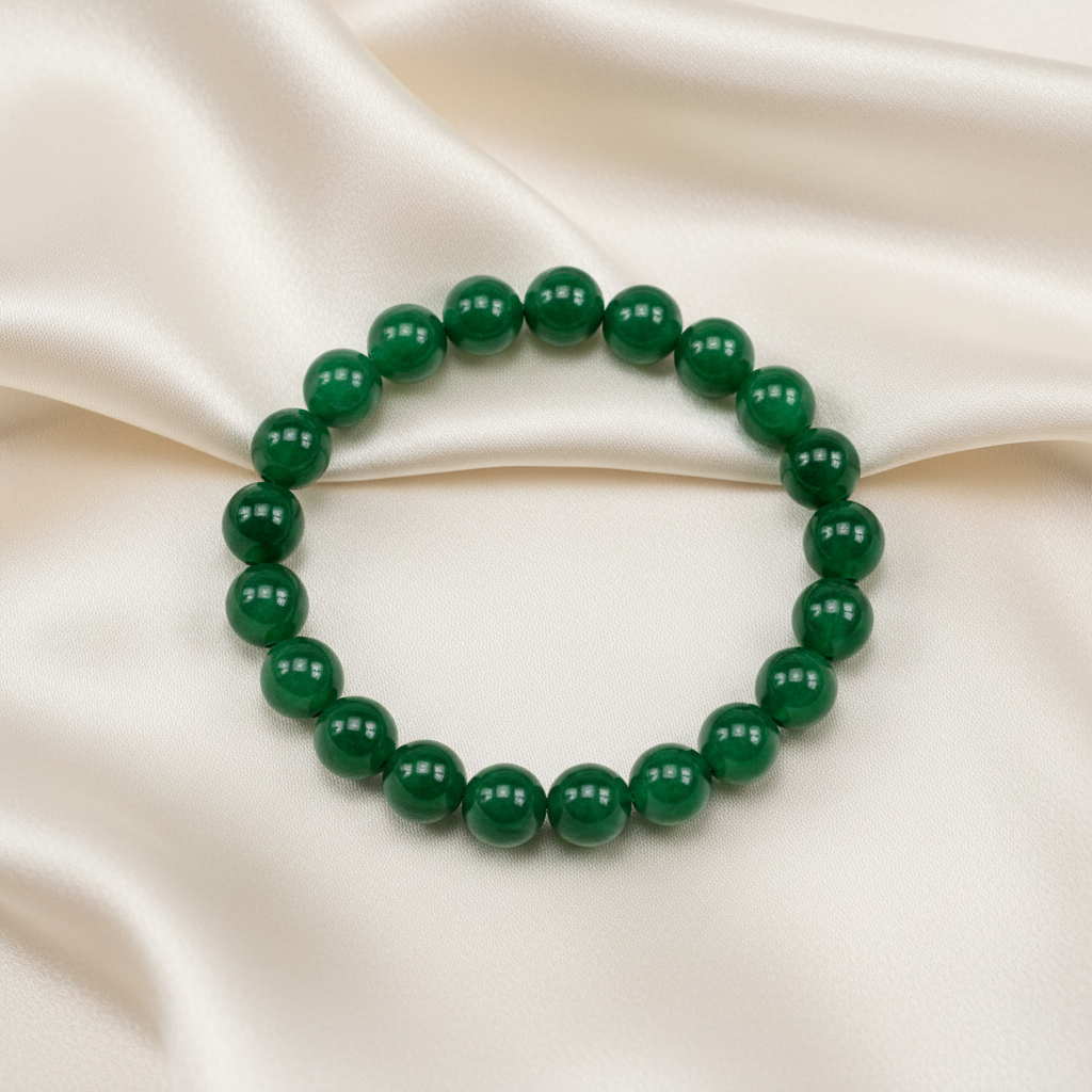 Green Jade Round Bead Bracelet