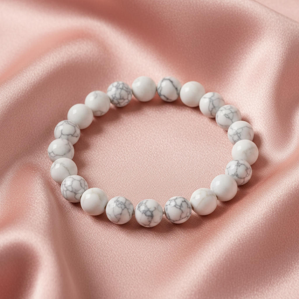 Howlite Round Bead Bracelet