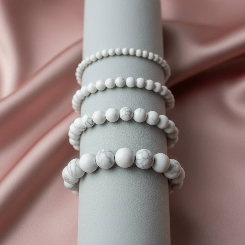 Howlite Round Bead Bracelet