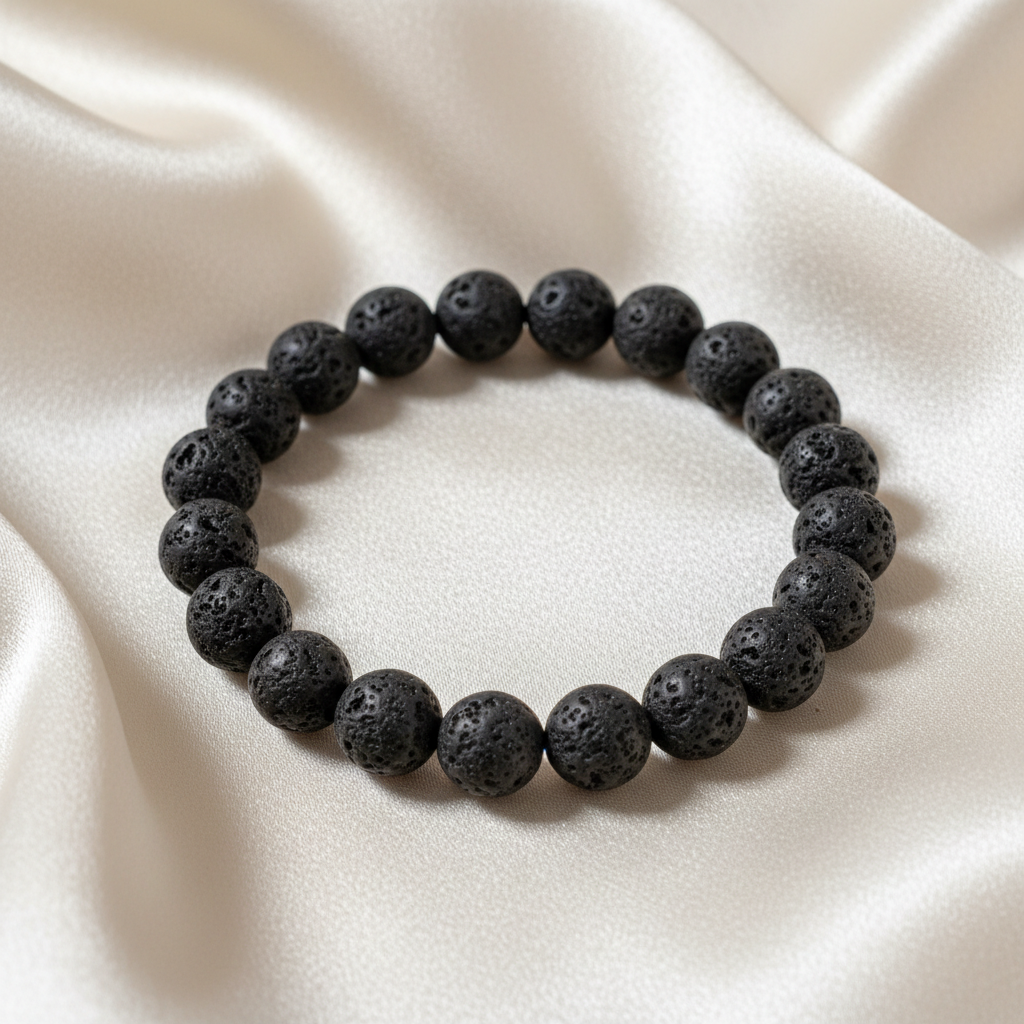 Lava Stone Round Bead Bracelet