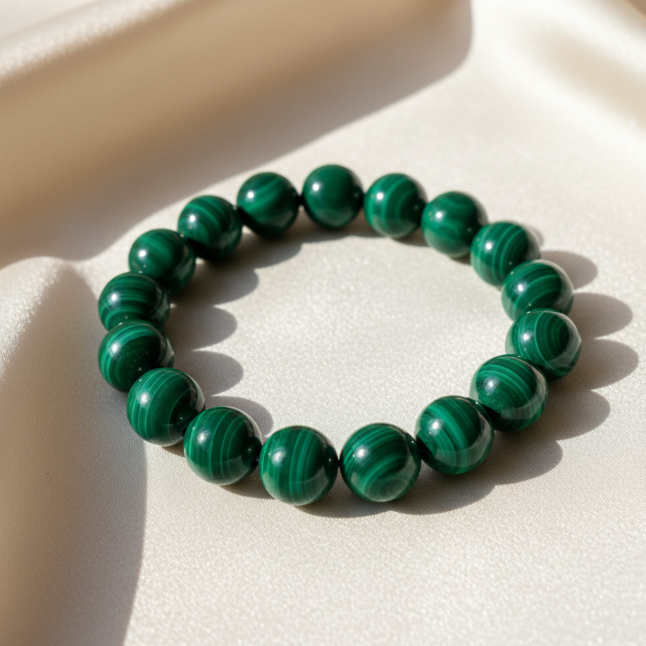 Malachite Round Bead Bracelet
