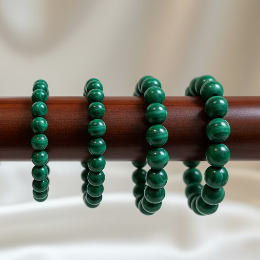 Malachite Round Bead Bracelet