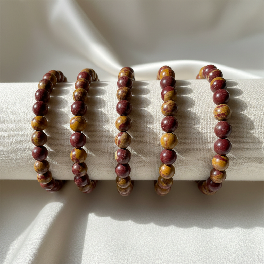 Mookaite Jasper Round Bead Bracelet