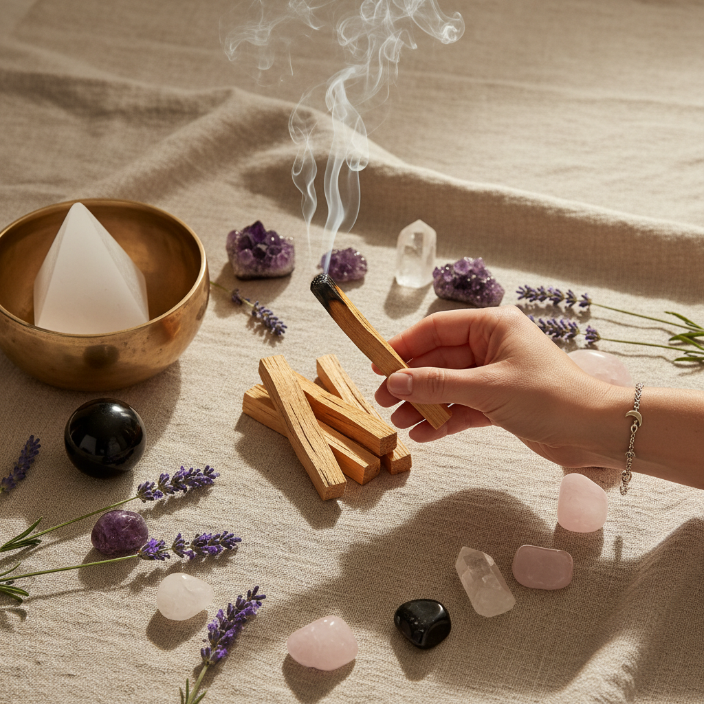 Palo Santo spiritual meditation scene