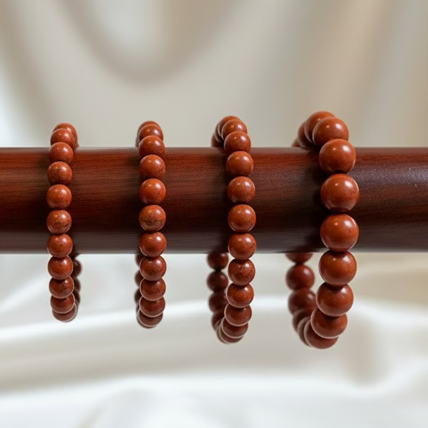 Red Jasper Round Bead Bracelet