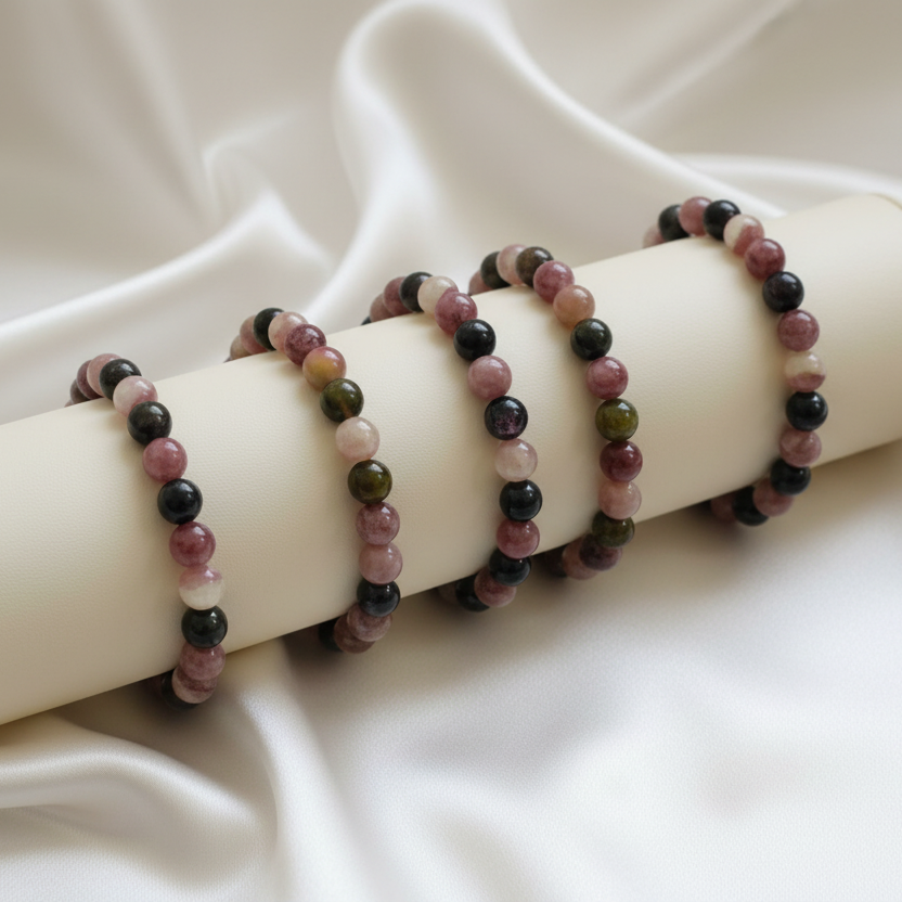 Multi Tourmaline Round Bead Bracelet